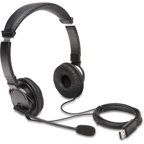 Casti Kensington K33065WW, reglabile, microfon cu anulare sunet inclus, conexiune cablu USB-C (Negru)