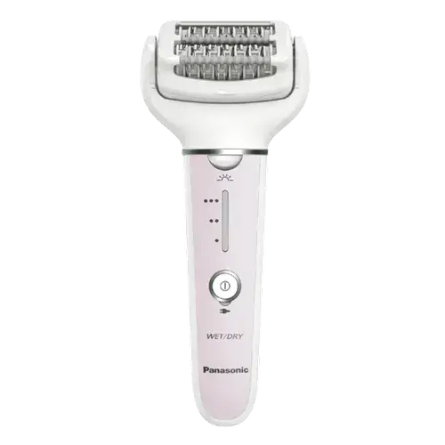 Epilator Panasonic ES-EY80-P503, Wet & Dry, Cordless, 2discuri & 60 pensete, Senzor presiune, Discuri duble, Cap flexibil si pivotant la 90°, 3 viteze (Alb/Roz)