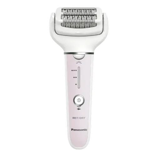 Epilator Panasonic ES-EY80-P503, Wet & Dry, Cordless, 2discuri & 60 pensete, Senzor presiune, Discuri duble, Cap flexibil si pivotant la 90°, 3 viteze (Alb/Roz)