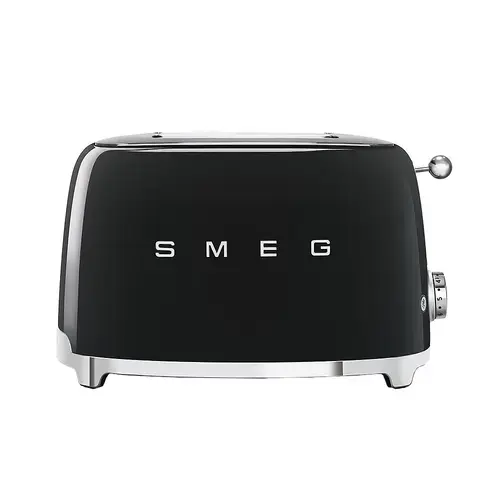 Prajitor de paine Smeg TSF01BLEU, 950 W, 2 felii, 6 Trepte pentru rumenire (Negru/Argintiu)