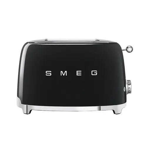 Prajitor de paine Smeg TSF01BLEU, 950 W, 2 felii, 6 Trepte pentru rumenire (Negru/Argintiu)