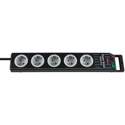 Prelungitor Brennenstuhl 1153380115, 5 prize, 2.5 m, Switch On/Off, Siguranta 16A, Protectie copii (Negru)