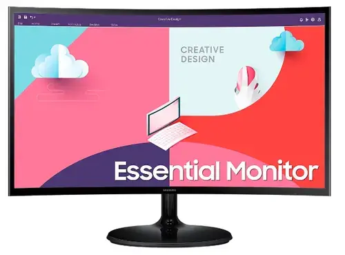 Monitor VA LED Samsung Essential S36C 24inch LS24C364EAUXEN, Full HD (1920 x 1080), VGA, HDMI, AMD FreeSync, Ecran curbat (Negru)