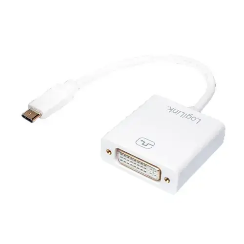 Adaptor video Logilink UA0245A, USB-C 3.1 la DVI, Alb