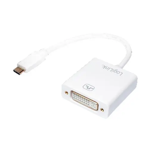 Adaptor video Logilink UA0245A, USB-C 3.1 la DVI, Alb