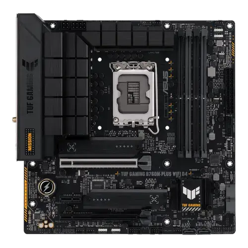 Placa de baza ASUS TUF GAMING B760M-PLUS WIFI, LGA1700, 4x DDR5, 1x DisplayPort, 1x HDMI, 2x PCIe x16, 1x PCIe x1, 2x M.2, WIFI 6, 2.5Gbps LAN, ATX