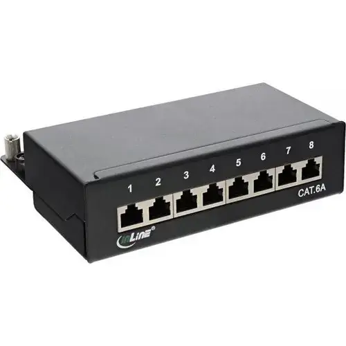 Panou de conexiuni  Logilink NP0018B, Cat.6A STP 8 porturi  (Negru)