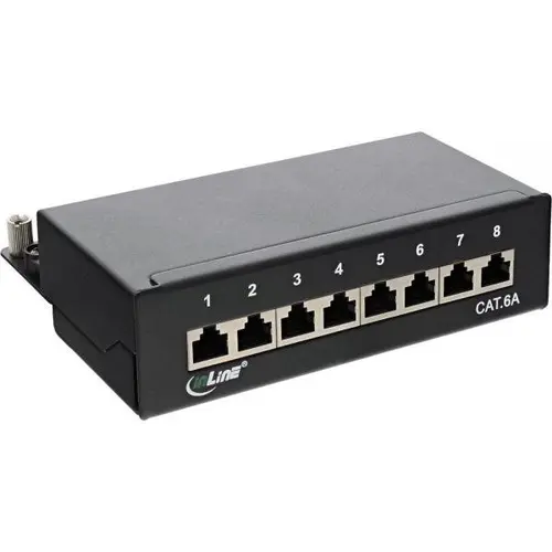 Panou de conexiuni  Logilink NP0018B, Cat.6A STP 8 porturi  (Negru)