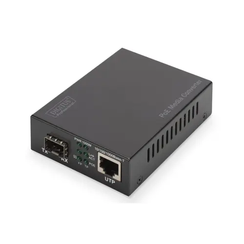 Convertor media, Digitus, Gigabit Ethernet PoE+ SFP, DN-82140