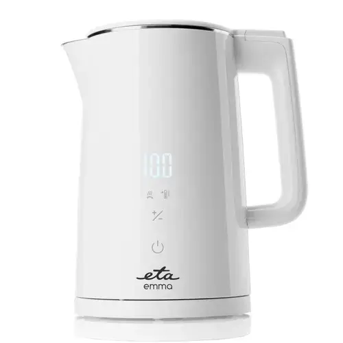 Fierbator electric ETA Emma 5595 90010, 2200 W, 1.5 L, Pereti dubli, 40 - 100 ° C, Afisaj LED, Otel inoxidabil (Alb)