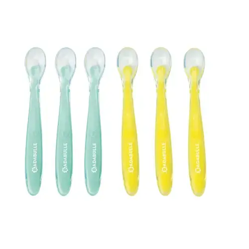 Set 6 lingurite colorate flexibile Badabulle B005418, Silicon fara BPA (Multicolor)