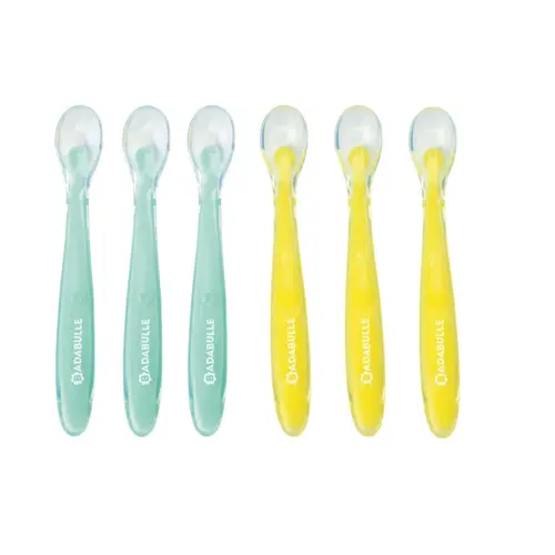 Set 6 lingurite colorate flexibile Badabulle B005418, Silicon fara BPA (Multicolor)
