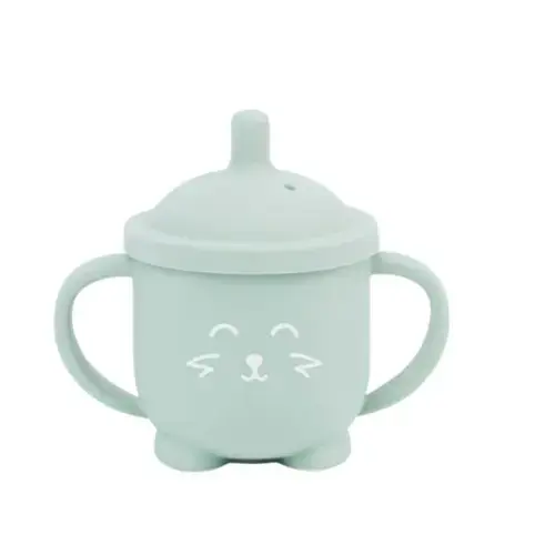 Cana cu pai din silicon Babymoov Vulpita, 160 ml (Verde)