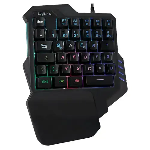 Tastatura Gaming pentru o mana LogiLink, Functie iluminare (Negru)