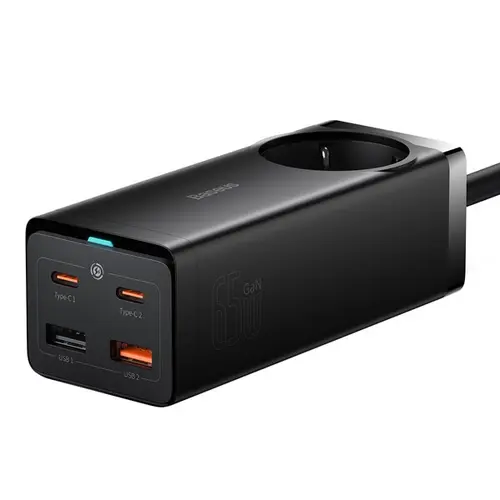 Incarcator Retea Baseus GaN3 Pro 2xUSB-C/2xUSB-A/AC, 230 V, 65W (Negru)