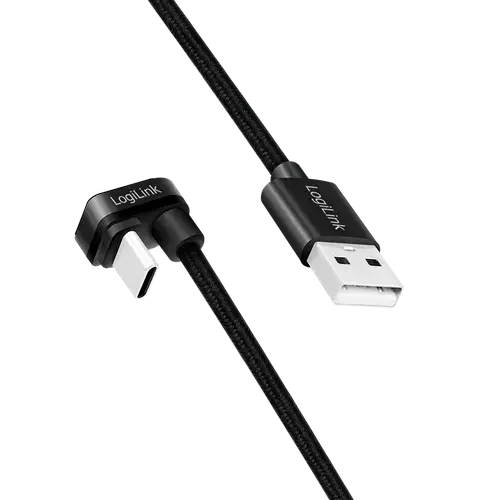 Cablu alimentare si date LOGILINK,  USB 2.0 -  USB Type-C (T), 180 grade, 3m, Negru
