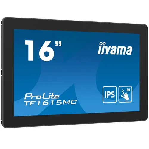 Monitor cu ecran tactil, Iiyama ProLite TF1615MC-B1, FHD, IPS /VGA HDMI DP/IP65, 16inch, Negru