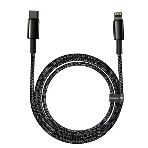 Cablu de date, Baseus, USB-C la Lightning, 20 W, 5 A, PD, 2 m, Negru