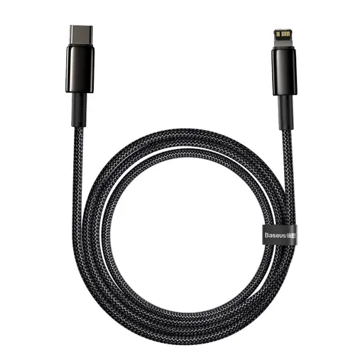 Cablu de date, Baseus, USB-C la Lightning, 20 W, 5 A, PD, 2 m, Negru