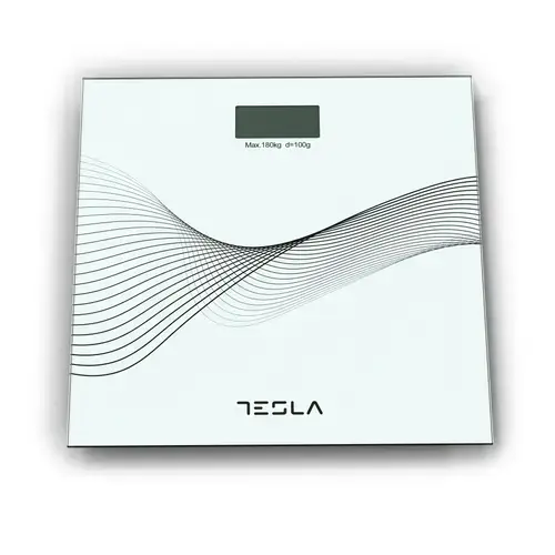 Cantar corporal Tesla BS103W, 180kg, baterii 2xAAA, 30x30cm, Alb