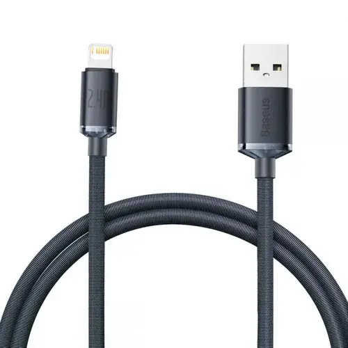 Cablu  de date Baseus Crystal Shine, USB/Lightning, 2.4A, 1.2m, Negru
