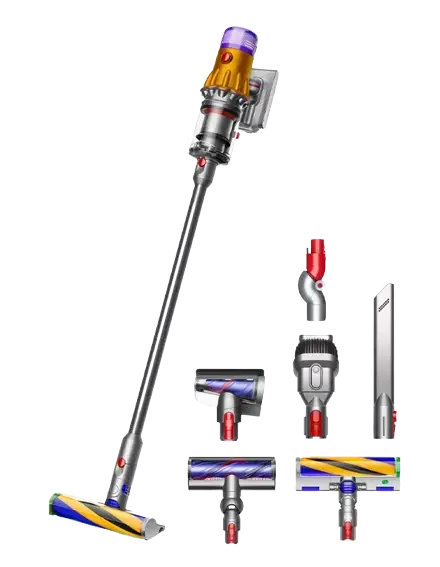 Aspirator vertical fara fir Dyson V12 Detect Slim Absolute 2023, 0.35 L, 545 W (Nichel/Galben)