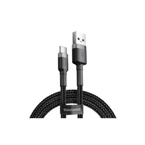 Cablu Date si Incarcare Baseus Cafule CATKLF-CG1, USB la USB Type-C, 2m, Gri - Negru