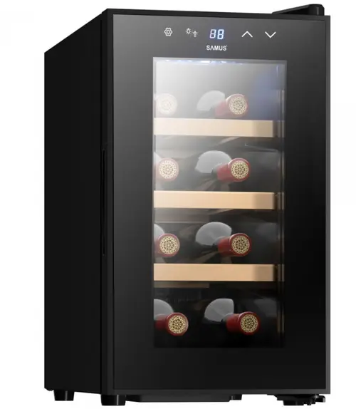 Vitrina de vinuri Samus SRV25LM8, 21 L, Capacitate 8 sticle, Clasa E (Negru)