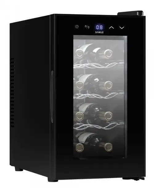 Vitrina de vinuri Samus SRV25CR8, 21 L, Capacitate 8 sticle, Clasa E (Negru)
