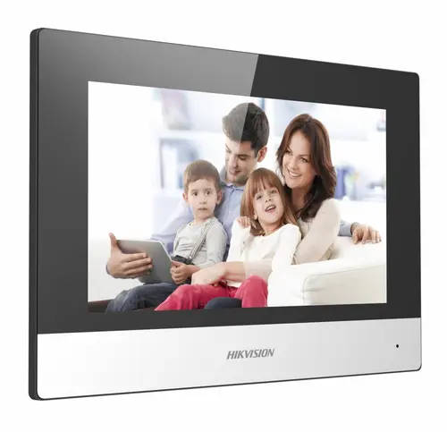Monitor videointerfon WIFI modular 7inch color Hikvision DS-KH6320-WTE1/EU;ecran LCD 7inch color cu touch screeen, rezolutie ecran 1024 × 600; designmodern; Conectivitate: Retea wireless: Wi-Fi 802.11b/g/n; Network:10/100Mbps self adaptive network; TCP/I