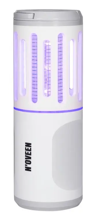 Lampa electrica anti-insecte Noveen IKN854 White Grey, LED UV, 6W, 1000 V, portabil (1800 mAh), lanterna, IP44 (Alb)