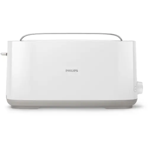 Prajitor de paine Philips HD2590/00, Plastic, Fantă lungă, încălzitor de chifle, Alb