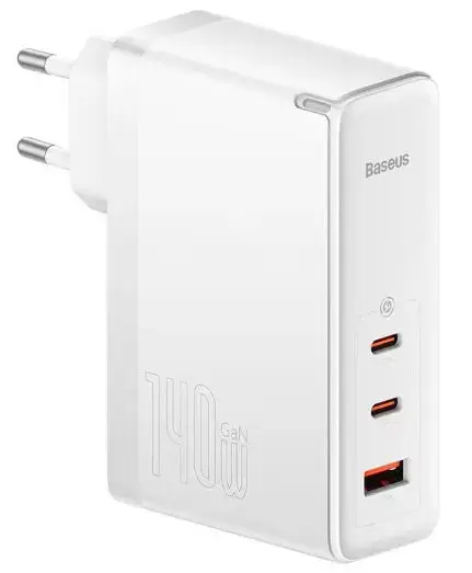 Incarcator Retea Baseus GaN5 Pro CCGP100202, 140W, 2x USB-C + 1x USB-A, cablu USB-C la USB-C (Alb)