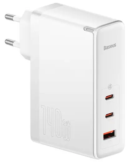 Incarcator Retea Baseus GaN5 Pro CCGP100202, 140W, 2x USB-C + 1x USB-A, cablu USB-C la USB-C (Alb)