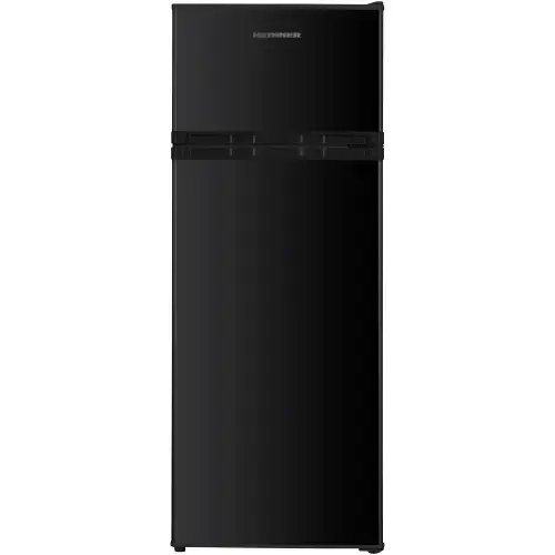 Frigider cu doua usi Heinner HF-H2206BKE++, 206 L, lumina LED, 3 rafturi de sticla, Clasa E, H 143 cm (Negru)