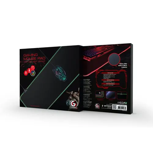 Mousepad gaming Gembird MP-GAMELED-L, Lumina LED (Negru)