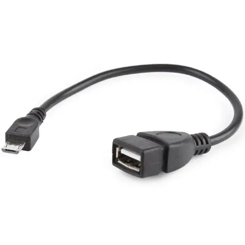 Cablu adaptor OTG Gembird, Micro-USB 2.0 (T) la USB 2.0 (M), 15cm, Negru, A-OTG-AFBM-03