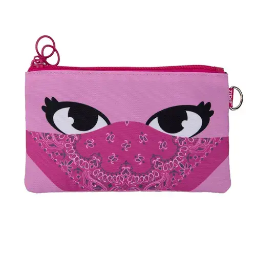 Penar dublu cu fermoar si masca material textil, ZIPIT Face-It Bandit - Roz