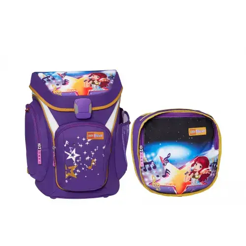 Ghiozdan scoala Explorer si sac sport, LEGO Core Line - design mov Friends PopStar, 28.5 x 19.5 x 43 cm