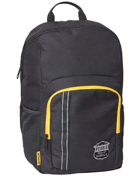 Ghiozdan scoala CATERPILLAR Mochilas Rpet Peoria, material 600D poliester, 25L (Negru/Galben)