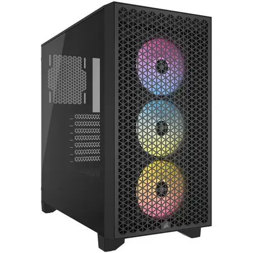 Carcasa Corsair 3000D RGB Mid-Tower, ATX, fara sursa, 3 ventilatoare AR120 RGB Series incluse (Negru)