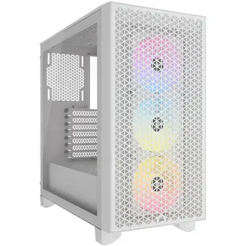 Carcasa Corsair 3000D RGB Mid-Tower, ATX, fara sursa, 3 ventilatoare AR120 RGB Series incluse (Alb)