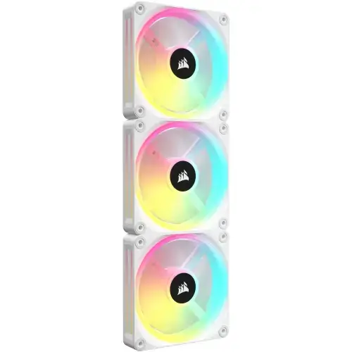 Set 3 Ventilatoare Corsair iCUE LINK QX120 RGB Magnetic Dome, Starter Kit, 120 mm, 2400 RPM (Alb)
