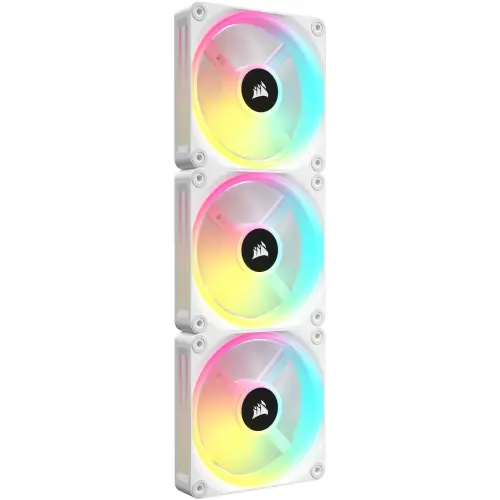 Set 3 Ventilatoare Corsair iCUE LINK QX120 RGB Magnetic Dome, Starter Kit, 120 mm, 2400 RPM (Alb)