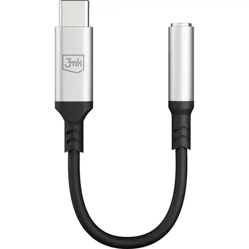 Adaptor USB-C, 3MK, 3.5 mm, Negru/Argintiu