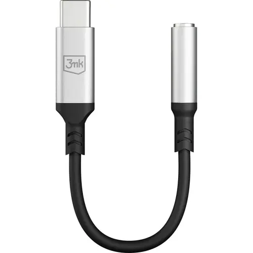 Adaptor USB-C, 3MK, 3.5 mm, Negru/Argintiu