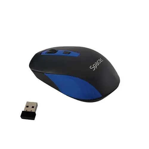 Mouse Spacer SPMO-WS01-BKBL, PC sau NB, wireless, 2.4GHz, optic, 1600 dpi, butoane/scroll 4/1 (Negru/Albastru)