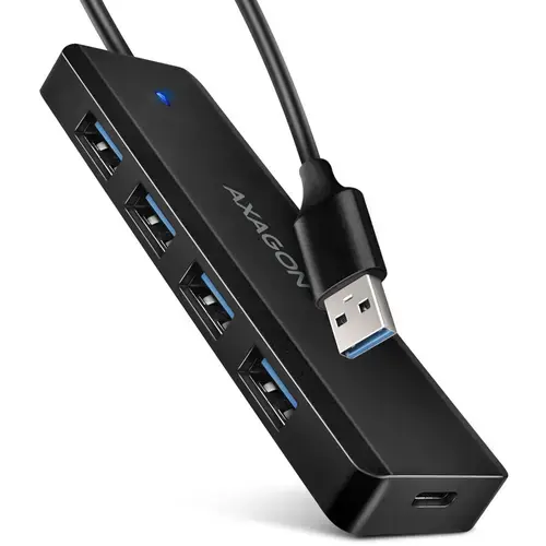 Hub USB Axagon HUE-C1A, 4x USB 3.2 Gen 1, USB-C, 0.2m, USB Type-A, Negru