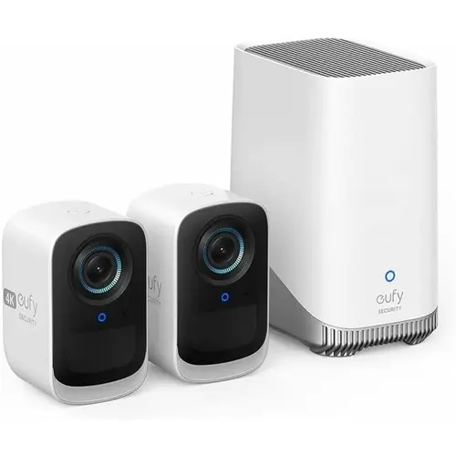 Kit supraveghere video eufyCam 3C S300,4K Ultra HD, BionicMind™, Nightvision, Homebase 3 - 2 camere video eufyCam 3C