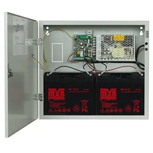 Sursa de alimentare pentru sisteme de detectie incendiu 24V/10A in cutie metalica Merawex ZSP100-10A-18 , loc pentru 2 acumulatori 12V/18Ah, Tensiune de intrare: 100/230VAC